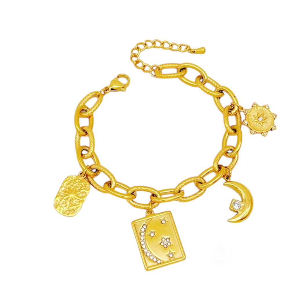 Moon and Back Gold Bracelet