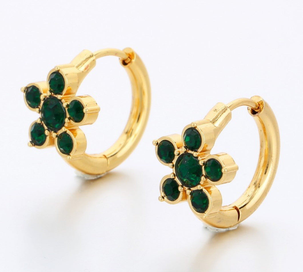 Green Flower Power Hoops