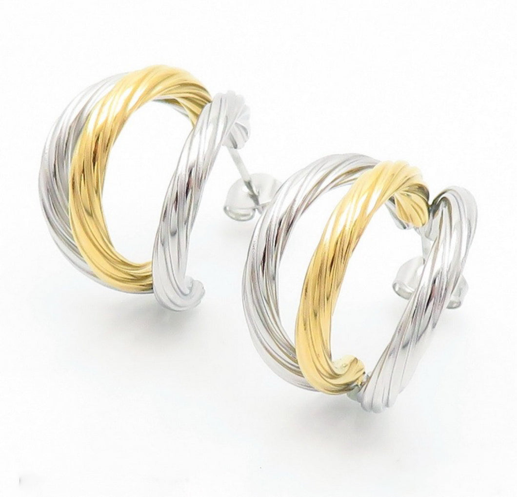Twist Two Tone Hoops