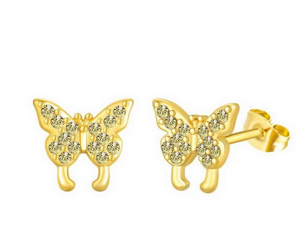 Simple Butterfly Gold Stud Earrings
