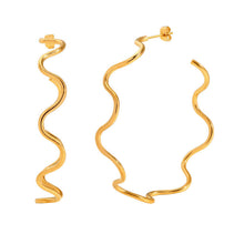 Load image into Gallery viewer, Waves Gold Hoops
