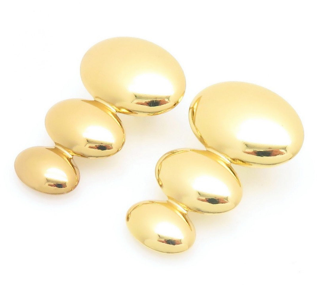Triple Bubble Gold Earrings