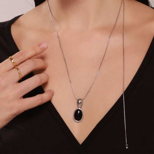 Cherry Top Steel Agate Long Chain