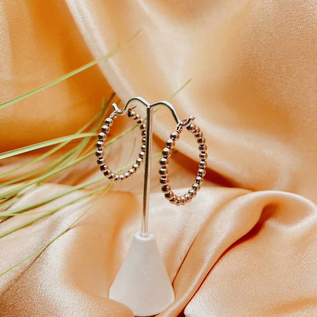 Silver Steel Bubble Hoops
