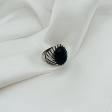 Load image into Gallery viewer, Silver Steel Black Stone Ring
