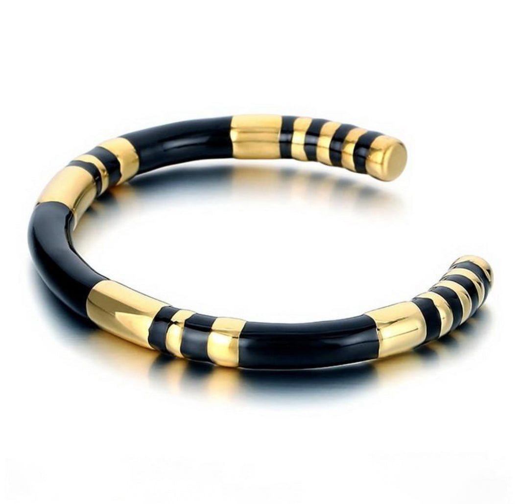 Black Train Gold Bangle