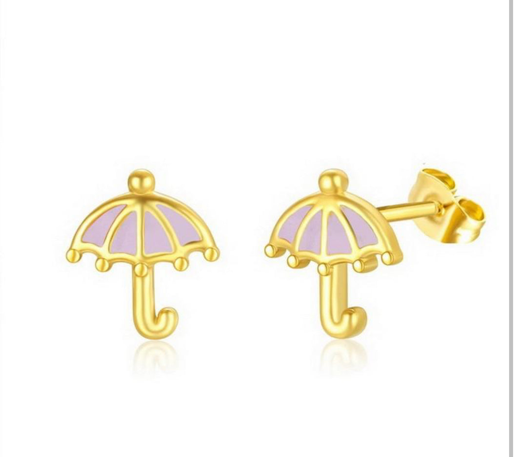 Llueve Purple Gold Stud Earrings