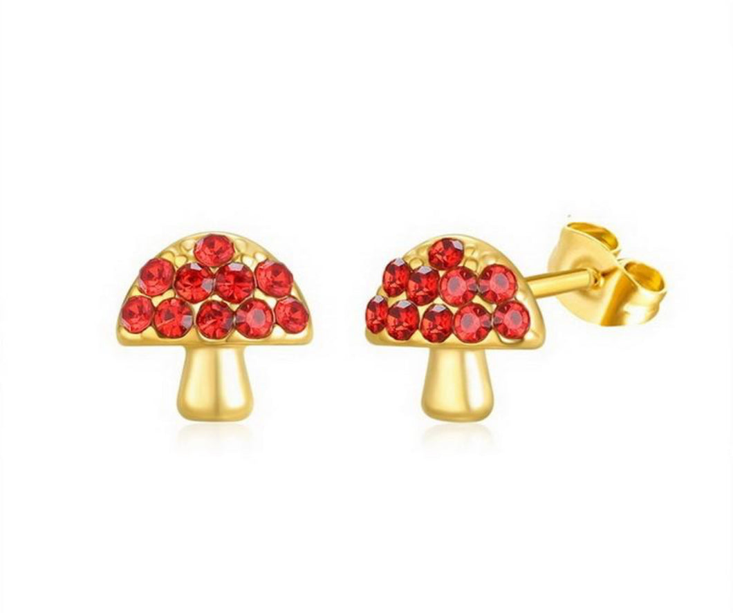 Red Mosh Gold Stud Earrings