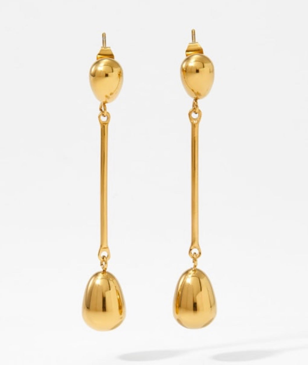 Long Drop Gold Statement Earrings