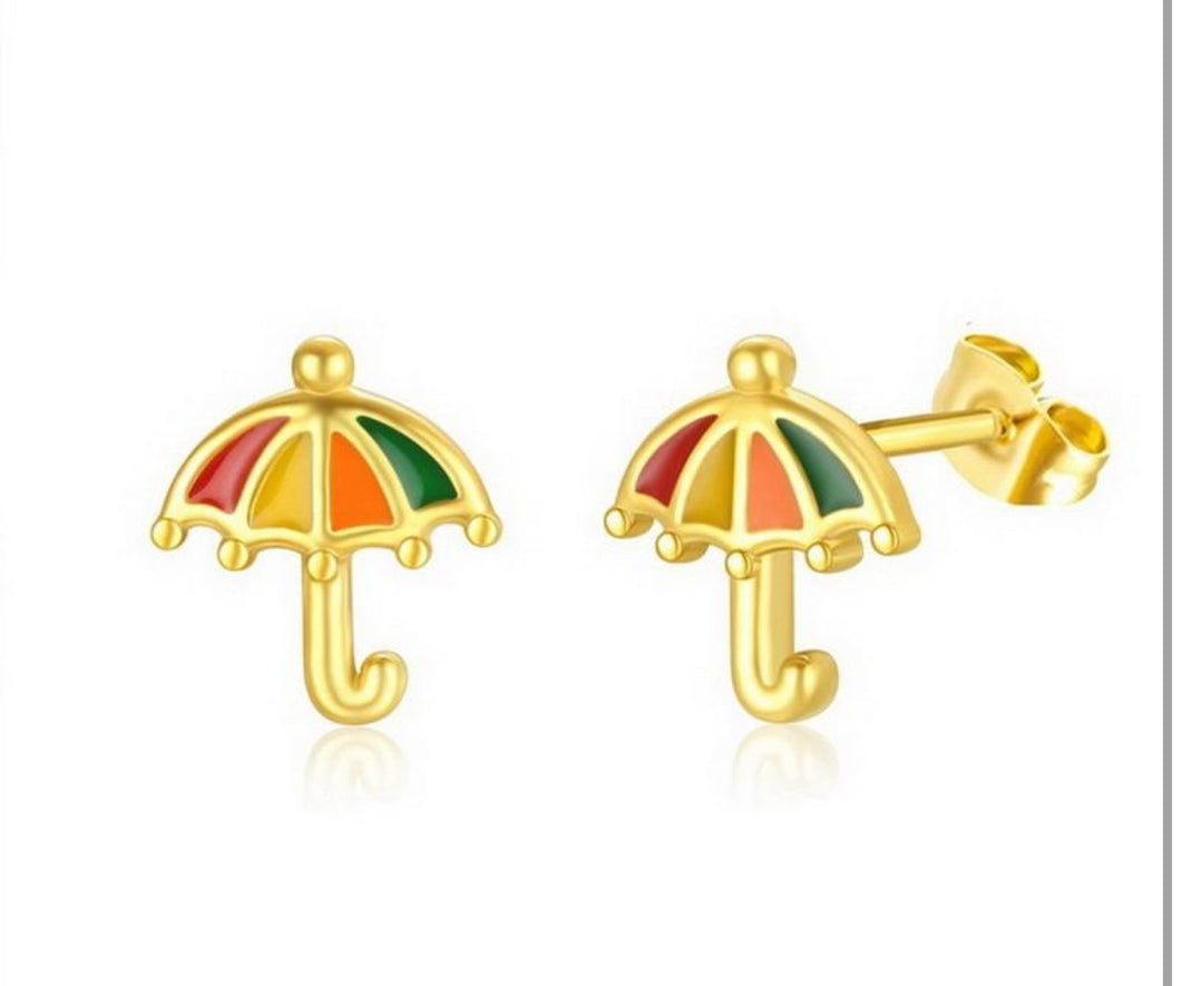 Llueve Colorful Gold Stud Earrings