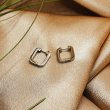 Load image into Gallery viewer, Silver Steel Square Hoops
