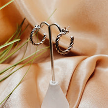 Load image into Gallery viewer, Silver Steel Rope Hoops
