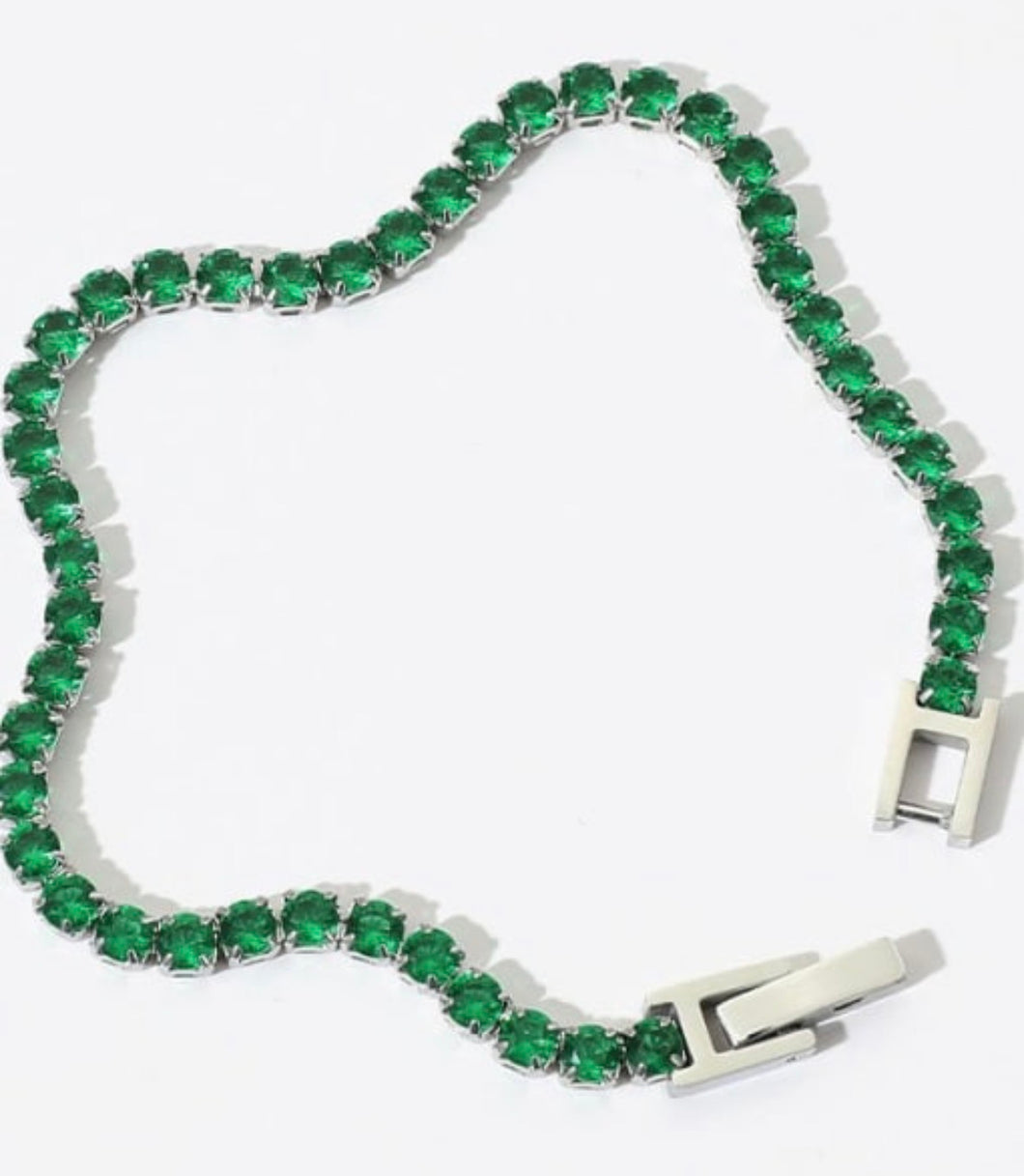 Green Steel Tennis Bracelet