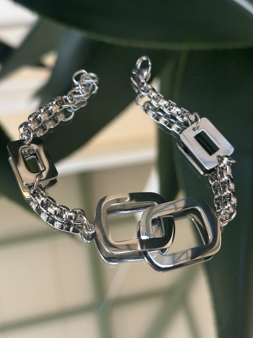 Double Square Steel Bracelet
