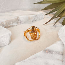Load image into Gallery viewer, Hand Heart Gold Ring
